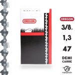 Chaîne oregon pour tronçonneuse 3 / 8 1, 3 mm. 47 maillons. gouge profil demi carré Chaîne oregon pour tronçonneuse 3 / 8 1, 3 mm. 47 maillons. gouge profil demi carré