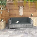 Chaises d'angles 2 pcs avec coussins r�sine tress�e gris
