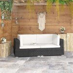 Chaises d'angles 2 pcs avec coussins résine tressée noir Chaises d'angles 2 pcs avec coussins résine tressée noir