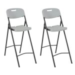 Chaises de bar pliables 2 pcs pehd et acier blanc