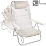 Chaise basse pliante beige avec coussin, 108x60x82 cm, aluminium / textil�ne,
