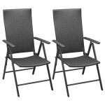 Chaises empilables de jardin 2 pcs r�sine tress�e noir