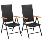 Chaises empilables de jardin 2 pcs r�sine tress�e noir