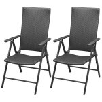 Chaises empilables de jardin 2 pcs résine tressée noir Chaises empilables de jardin 2 pcs résine tressée noir