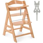 Chaise haute bébé en bois - evolutive dès 6 mois, réglable, harnais 5 points, barre de sécurité, résistante ... Chaise haute bébé en bois - evolutive dès 6 mois, réglable, harnais 5 points, barre de sécurité, résistante ...