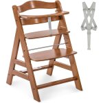 Chaise haute bébé en bois - evolutive dès 6 mois, réglable, harnais 5 points, barre de sécurité, résistante ... Chaise haute bébé en bois - evolutive dès 6 mois, réglable, harnais 5 points, barre de sécurité, résistante ...