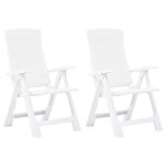 Ensemble de chaises de jardin set de 2 avec dossier ajustable et repliable plastique blanc