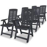 Vidaxl chaises inclinables de jardin lot de 6 plastique anthracite