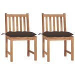 Chaises de jardin 2 pcs avec coussins bois de teck massif wis