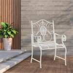 Chaise de jardin avec accoudoirs en mtal blanc