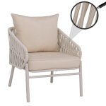 Chaise de jardin en aluminium hwc - p90, fauteuil lounge d'ext�rieur, tissu tress� rope / textile (180 ...