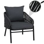 Chaise de jardin en aluminium hwc - p90, fauteuil lounge d'ext�rieur, tressage en corde rope tissu / ...