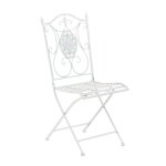 Chaise de jardin balcon terrasse design rustique pliable en mtal blanc 10 0003036