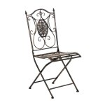 Chaise de jardin balcon terrasse design rustique pliable en mtal bronze 10 0003037