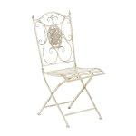 Chaise de jardin balcon terrasse design rustique pliable en m�tal cr�me vieilli 10 0003034