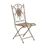 Chaise de jardin balcon terrasse design rustique pliable en m�tal marron vieilli 10 0003032