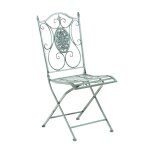 Chaise de jardin balcon terrasse design rustique pliable en mtal vert vieilli 10 0003035