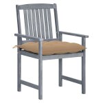 Chaises de jardin avec coussins 8 pcs bois d'acacia solide gris yueyinnkeji type10