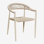 Chaise de jardin empilable avec accoudoirs en aluminium et rotin synth�tique amatria tapioca beige