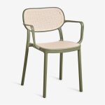 Chaise de jardin empilable avec accoudoirs en polypropyl�ne omara vert olive intense