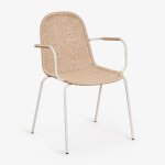 Chaise de jardin empilable avec accoudoirs en rotin synth�tique reiven tapioca beige