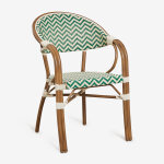 Chaise de jardin empilable en aluminium avec accoudoirs brielle bistro vert choux - blanc gardenia