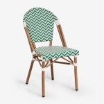 Chaise de jardin empilable en aluminium brielle bistro vert choux - blanc gardenia