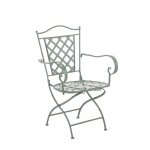 Chaise de jardin en fer forg vert vieilli avec accoudoir mdj10076