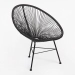Chaise de jardin en fer et osier synthtique new acapulco noir