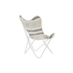 Chaise de jardin gris coton blanc fer (74 x 65 x 90 cm)
