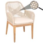 Chaise de jardin hwc - h56b, fauteuil outdoor chaise accoudoir, rsistant aux intempries corde tresse ...