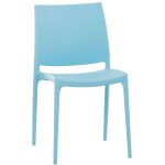 Chaise de jardin en plastique bleu design simple empilable 10 0000869