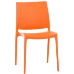Chaise de jardin en plastique orange design simple empilable 10 0000833