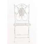 Chaise de jardin pliable en mtal blanc antique