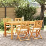 Chaises de jardin pliantes vidaxl avec coussin blanc 4 pi�ces en bois d'acacia solide