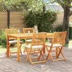 Chaises de jardin pliantes vidaxl avec coussin blanc 4pcs en bois d'acacia