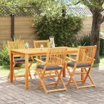 Chaises de jardin pliantes vidaxl avec coussin gris 4pcs en bois d'acacia massif Chaises de jardin pliantes vidaxl avec coussin gris 4pcs en bois d'acacia massif