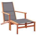 Vidaxl chaise de jardin et repose - pied gris eucalyptus et textilène Vidaxl chaise de jardin et repose - pied gris eucalyptus et textilène