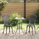Chaises de jardin vidaxl 2 pcs noires en aluminium, couleur fonte