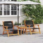 Vidaxl chaises de jardin avec table 3 pcs noir bois massif acacia