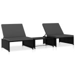 Vidaxl chaises inclinables de jardin lot de 2 et table résine tressée Vidaxl chaises inclinables de jardin lot de 2 et table résine tressée