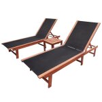 Chaises longues 2pcs et table bois d'acacia solide et textilne vidaxl vidaxl