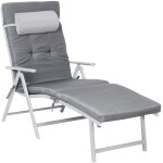 Chaise longue bain de soleil avec matelas d'une epaisseur de 6 cm appui t�te amovible en alu anti rouille ...