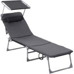 Chaise longue bain de soleil transat de relaxation avec matelas 3 cm coussin dossier et parasol inclinables ...
