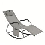 Chaise longue a bascule avec but�es anti - renversement, appui - t�te r�glable, tissu respirant, pochette, ...