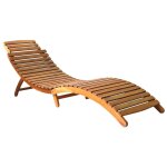 Chaise longue pliable en bois d'acacia massif marron ergonomique pour jardin et terrasse