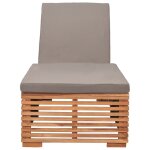 Chaise longue avec coussin gris fonc bois de teck solide yueyinnkeji type2