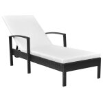 Chaise longue avec coussin rsine tresse noir
