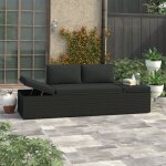 Chaise longue avec coussins rsine tresse noir