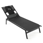 Chaise longue d'extrieur en fer avec 1 face et 2 trous latraux 5 positions de dossier appui - tte ...